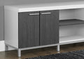 Tv Stand, 60 Inch, Console, Media Entertainment Center, Storage Cabinet, Living Room, Bedroom, White And Grey Laminate, Contemporary, Modern White 80 89 Inches Particle Board