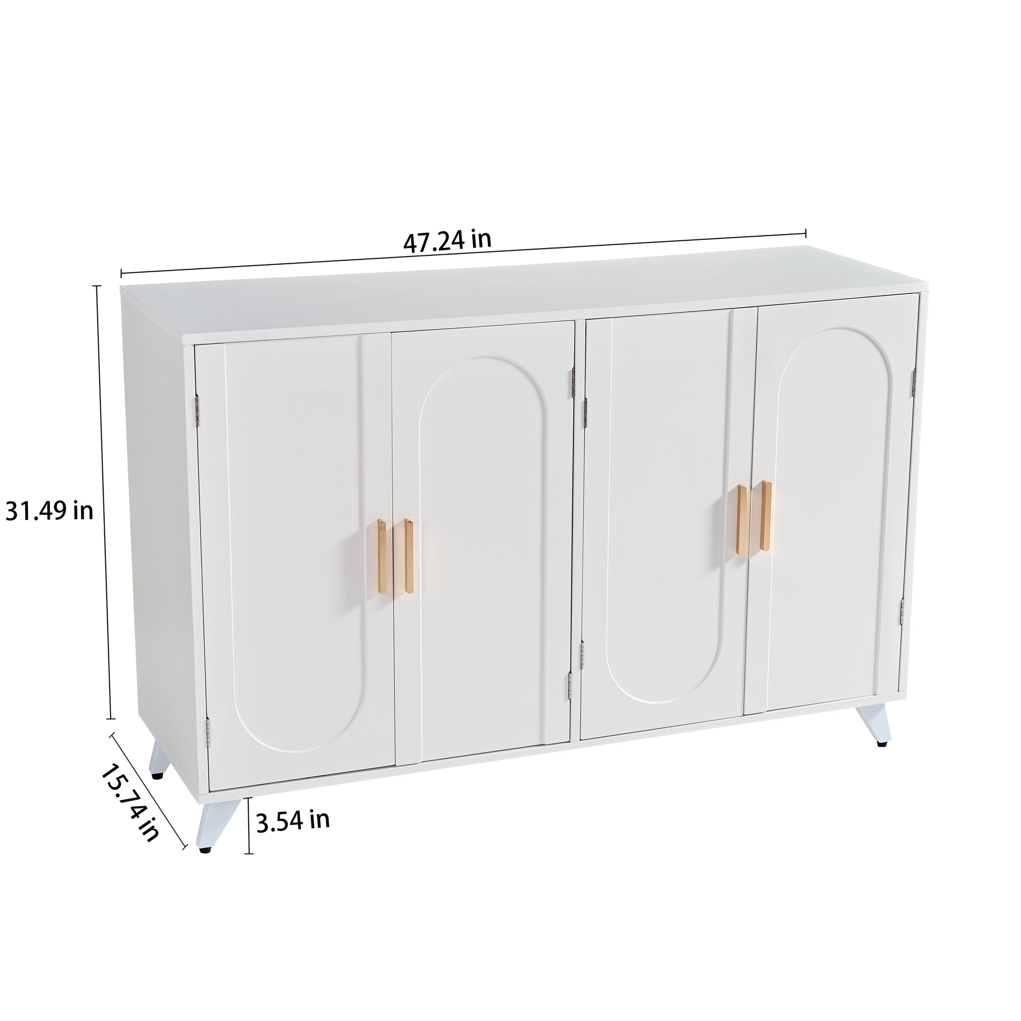 Sideboard Buffet Cabinet With 4 Doors And Removable Shelves, For Living Room, Dining Room, Ivory White White Dining Room American Design,American Traditional Particle Board Particle Board