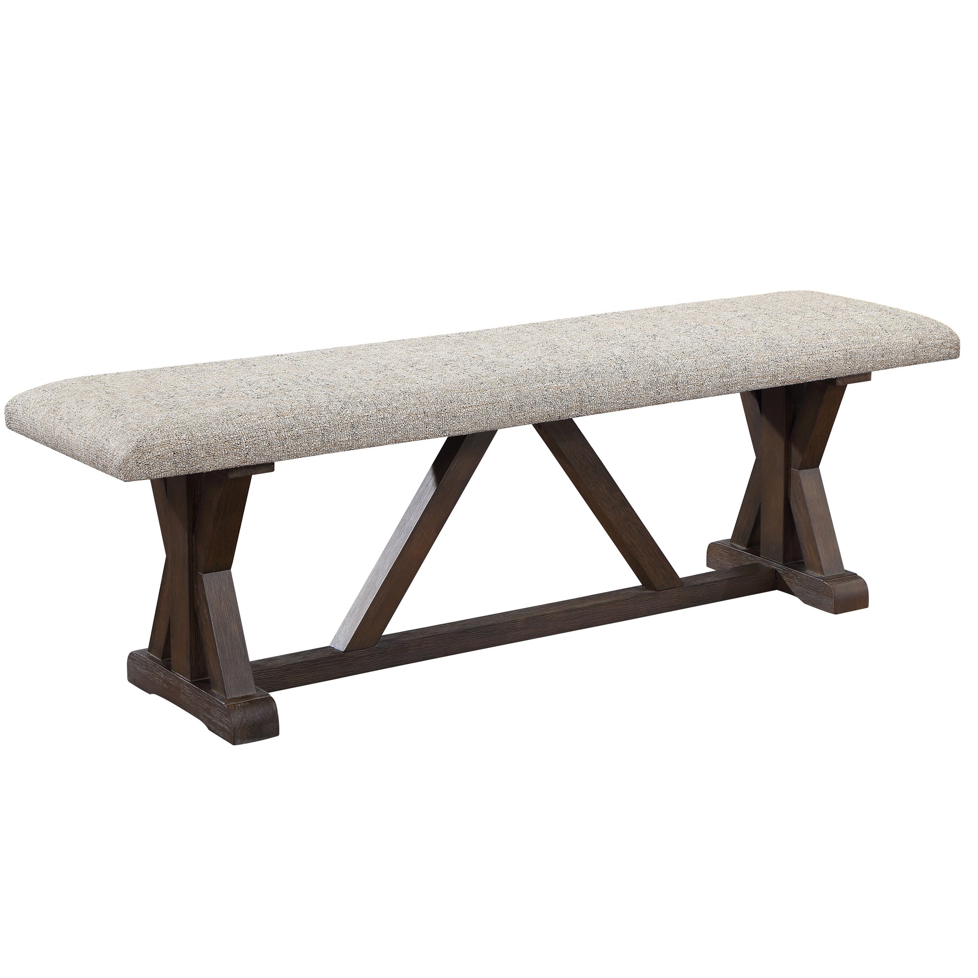 Grey And Rustic Brown Bench With Upholstered Seat Grey,Rustic Brown Dining Room Wood Fabric