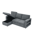 Linen Upholstered Sleeper Sectional Sofa, Shaped Modular Convertible Sofa With Storage Chaise,There Are Two Cup Holders In The Middle And Usb Multi Interface Function,Pull Out Sleep Couch Bed ,Grey