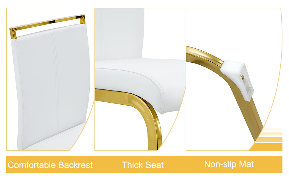 Table And Chair Set, Modern Minimalism And Luxurious White Rectangular Pattern Dining Table. Soft And Comfortable Dining Chairs For Dining Rooms, Living Rooms, Terraces And Kitchens. White Seats 8 Mdf Glass