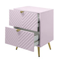 Pink High Gloss 2 Drawer Nightstand Pink 2 Drawers Bedroom Rectangle Drawers Wood Metal