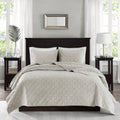 3 Piece Velvet Quilt Set Ivory Full Queen Full Ivory Cotton