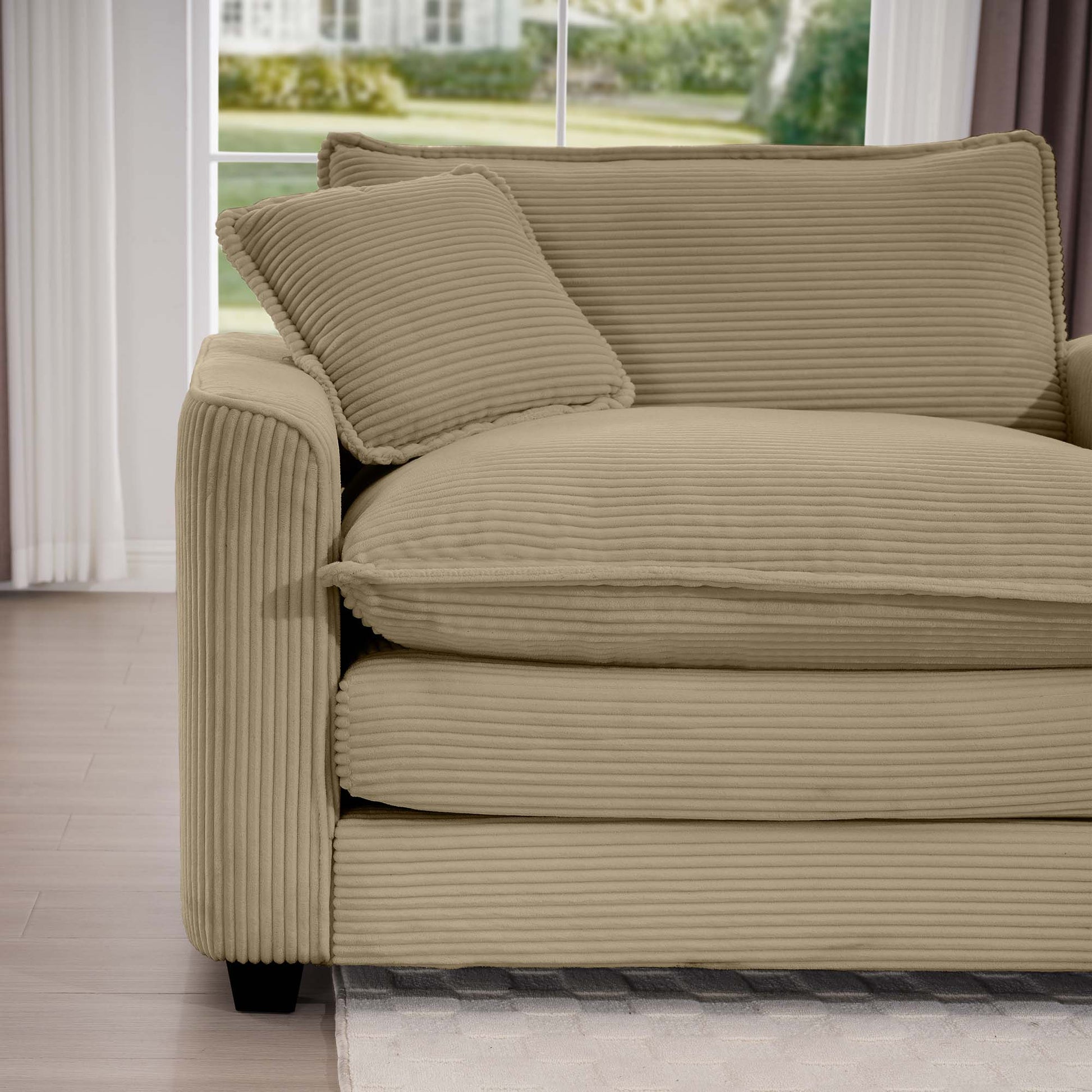 Tan Corduroy Fabric, Comfortable Single Chair Deep Seat Sofa With One Pillow, Suitable For Living Room And Bedroom, Club Multiple Occasions Tan Corduroy 1 Seat