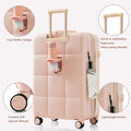 Luggage Sets 3 Piece, 20 Inch With Usb Port And Front Opening Design, Abs Hard Shell Luggage With Spinner Wheels, Cup Holder, Pink Pink Abs