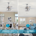 52'' Ceiling Fan 5 Reversible Blades For Living Room, Dining Room, Bedroom, Family Room, Pull Chain Chrome No Include Bulb Chrome American Traditional,Antique,Classic,Contemporary Plywood Metal