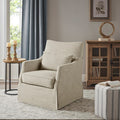 Skirted Swivel Chair Beige Wood