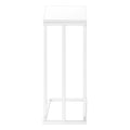 Accent Table, C Shaped, End, Side, Snack, Living Room, Bedroom, White Laminate, White Metal, Contemporary, Modern White Mdf