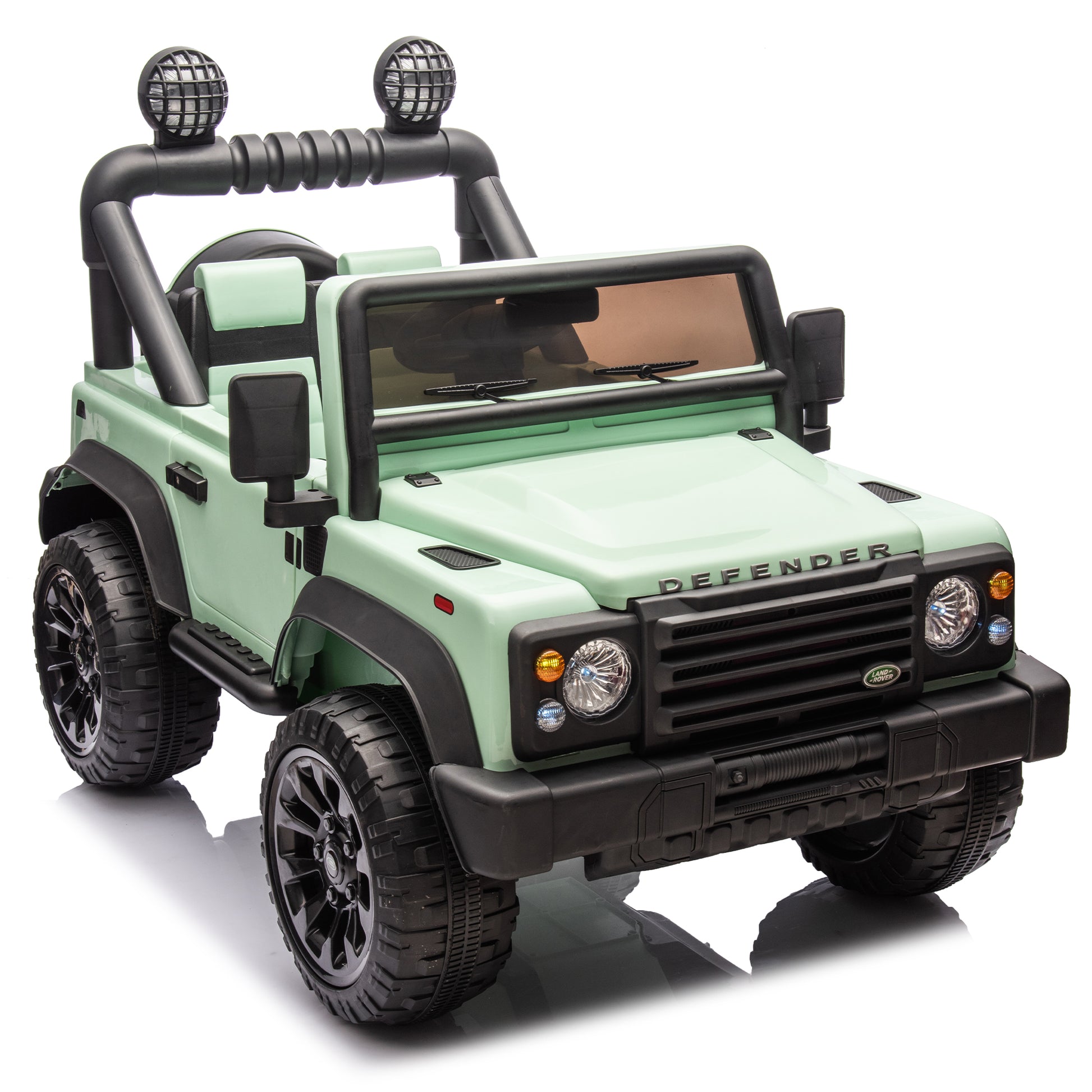 Licensed Land Rover Defender Volta 5008 24V Kids Ride On Car W Parents Control,2Wd,Four Wheel Suspension,Bluetooth,Mp3,Music,Adjustable Volume,Power Display,Led Lights,Speeds 1.86 3.11Mph For Kids 3 7 Green Polypropylene