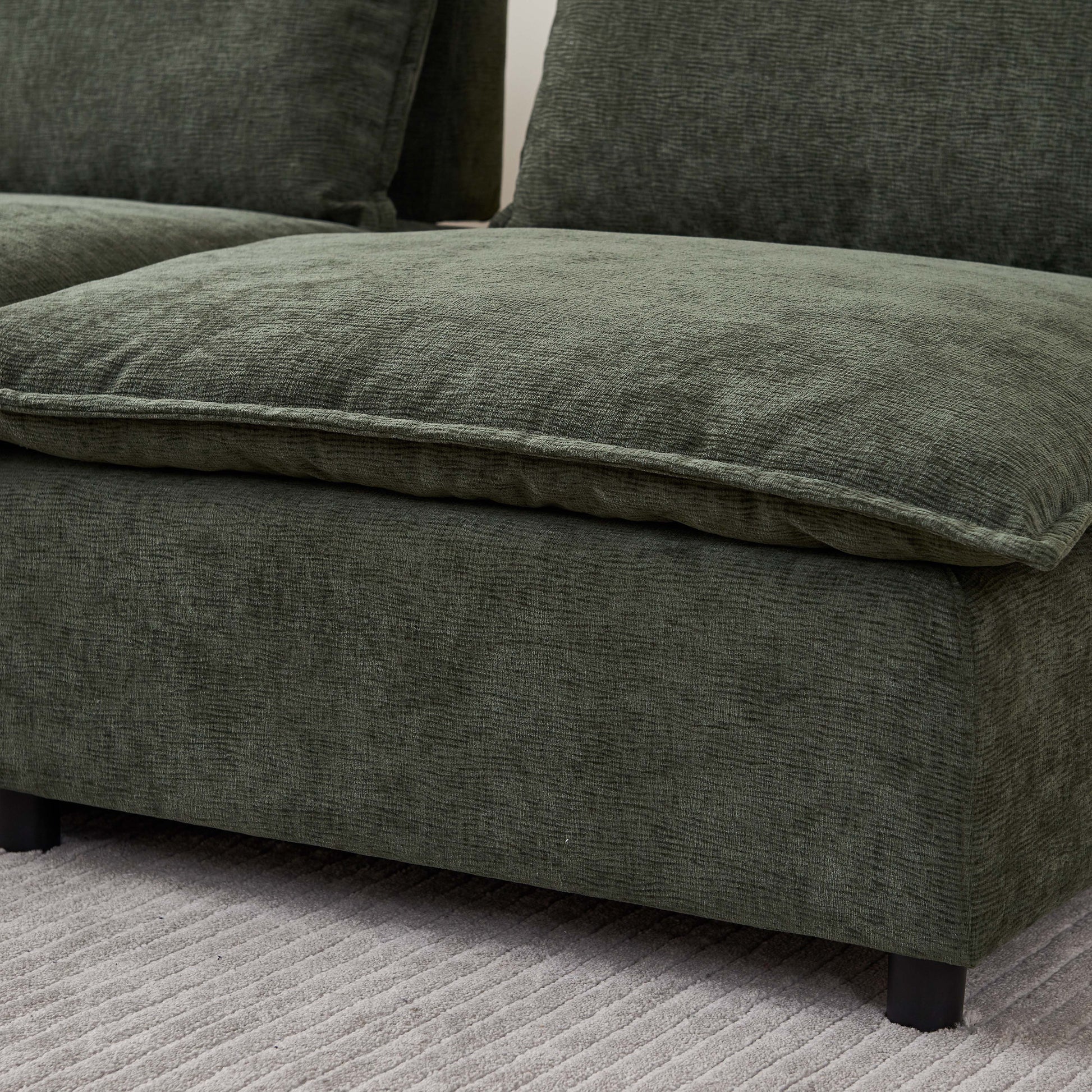 Mid Century Modern 3 Seater Sofa Couch For Living Room Modular Sectional Armless Sofa, Ultra Soft Chenille Fabric, Sturdy Frame, Comfortable And Stylish Furniture Green Foam Chenille 3 Seat