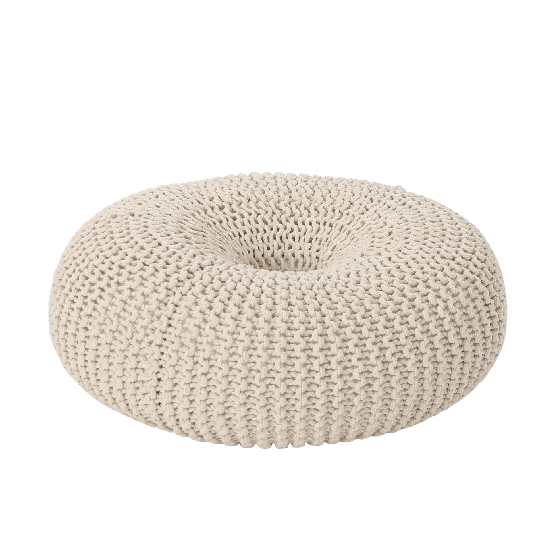 Knited Pouf Beige Cotton