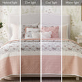 6 Piece Cotton Percale Quilt Set With Throw Pillows Blush Full Queen Full Blush Polyester
