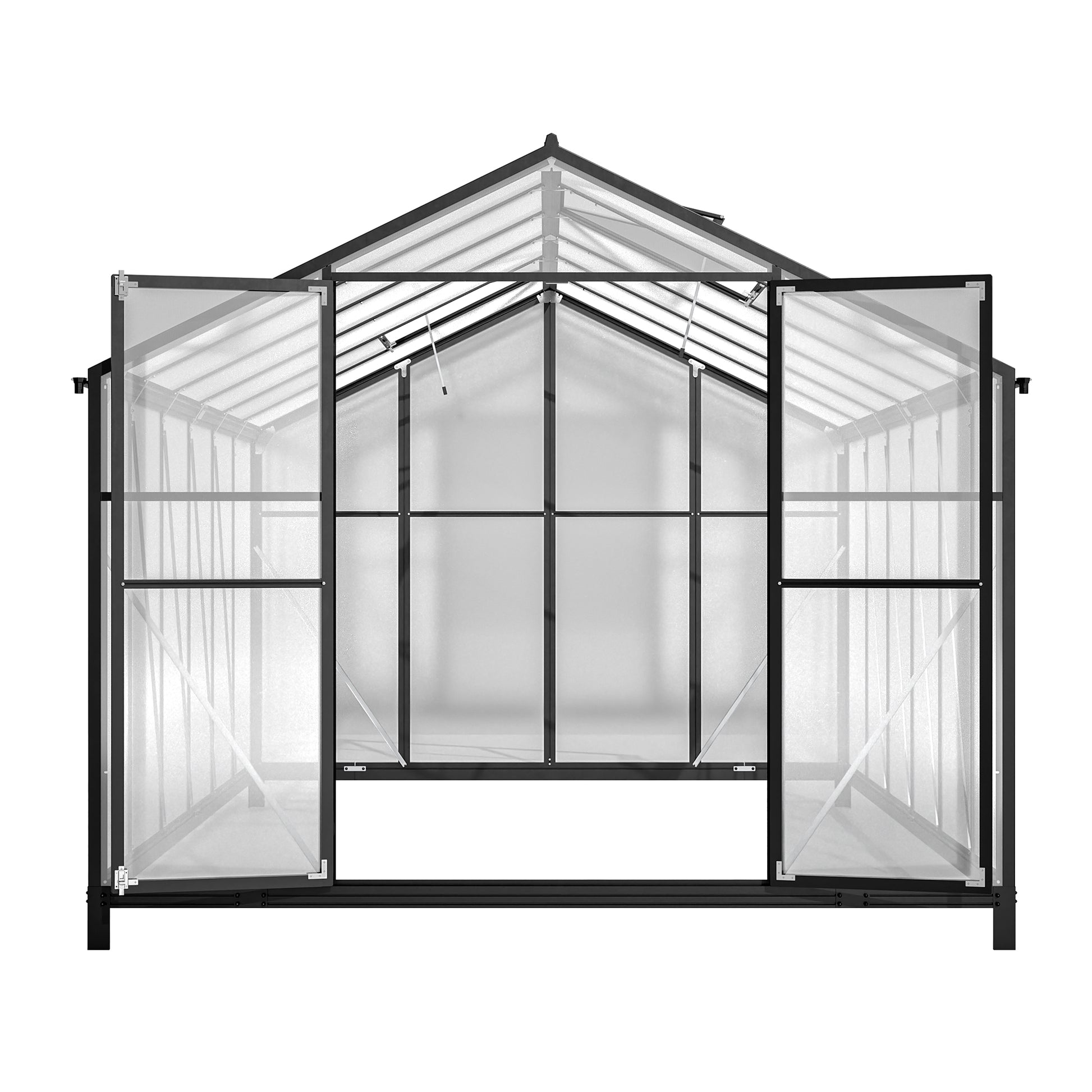 8' X 12' Outdoor Greenhouse, Heavy Duty Polycarbonate Greenhouse, Large Walk In Greenhouse With Double Doors And Two Ventilation Windows, Aluminum Greenhouse For Outdoor Greenhouse Garden Backyard