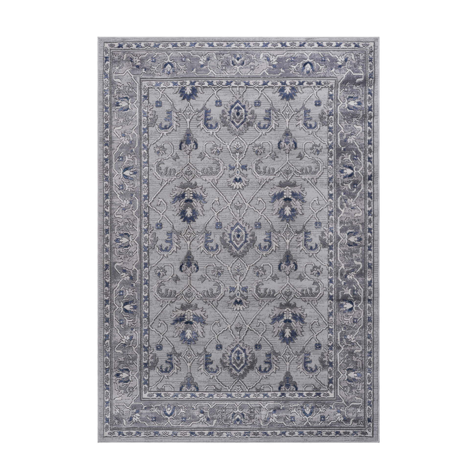 8X10 Grey Blue Oriental Non Shedding Living Room Bedroom Dining Home Office Stylish And Stain Resistant Area Rug Grey Blue Polyester