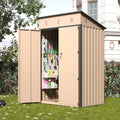 6X4X3 Ft Outdoor Storage Shed, Steel Metal Lockable Garden Shed, Tiny House, Utility Shed, Lean To Shed & Outdoor Storage, Waterproof Backyard Shed With Door For Bike, Tools, Lawnmower Antique Yellow Gray Garden & Outdoor American Design Metal