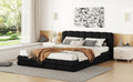 Queen Size Upholstered Platform Bed, Black Box Spring Not Required Queen Black Wood Bedroom Bed Frame Upholstered