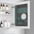 20'' W X 26'' H Bathroom Mirror Medicine Cabinet Wooden Door Medicine Cabinets For Bathroom, Wall Mounted Recessed Or Surface, Bathroom Mirror With Storage, Right Opening Door White Engineered Wood