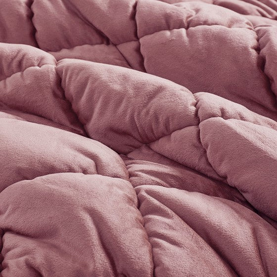 3 Piece Comforter Set Full Pink Polyester