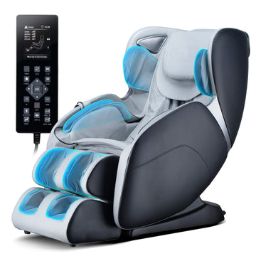 Bosscare 3D Shiatsu Recline Massage Zero Gravity Full Body Chair With Waist Heating Black Black Leather Leather