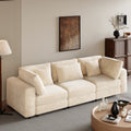 105'' 3 Seater Sofa With Removable Back Cushions And 5 Pillowsfor Living Room, Apartment, Spacious Space Beige Polyester 3 Seat