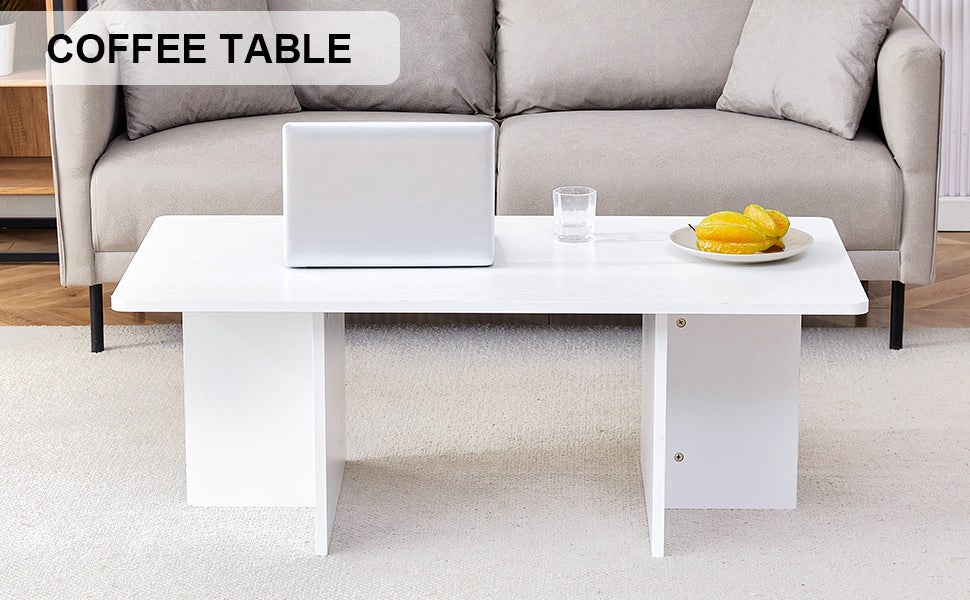 A Modern And Practical White Coffee Table. The Coffee Table Is Made Of Medium Density Fiberboard Material, Suitable For Living Room, Bedroom, And Study. Ct 2O White Mdf