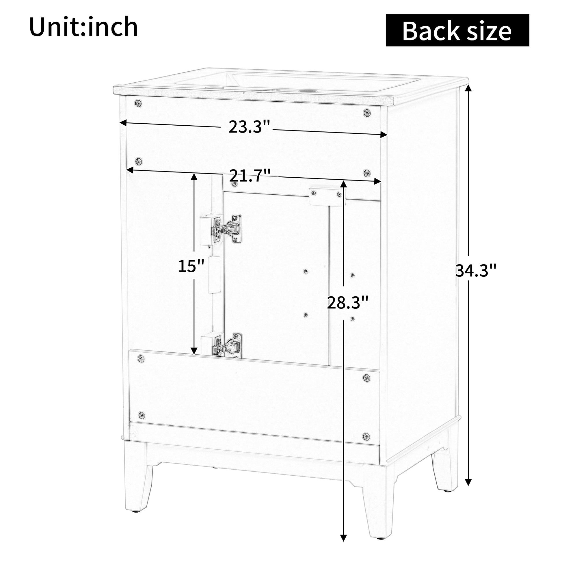 24" Bathroom Vanity With Sink, Bathroom Vanity Cabinet With One Flip Drawer And Doors, Solid Wood And Mdf, White White Solid Wood Mdf