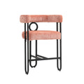 Coolmore Bar Stools Set Of 2, Modern Bar Stool With Back, Black Metal Frames, Upholstered Bar Stools For Kitchen Island, Pub, Club Pink Chenille Pink Dining Room Foam Chenille