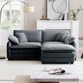 Two Seater Sofa With One Footrest, L Shaped 2 Seater Sofa With Ottoman For Small Living Spaces,Grey Corduroy Grey Corduroy 2 Seat