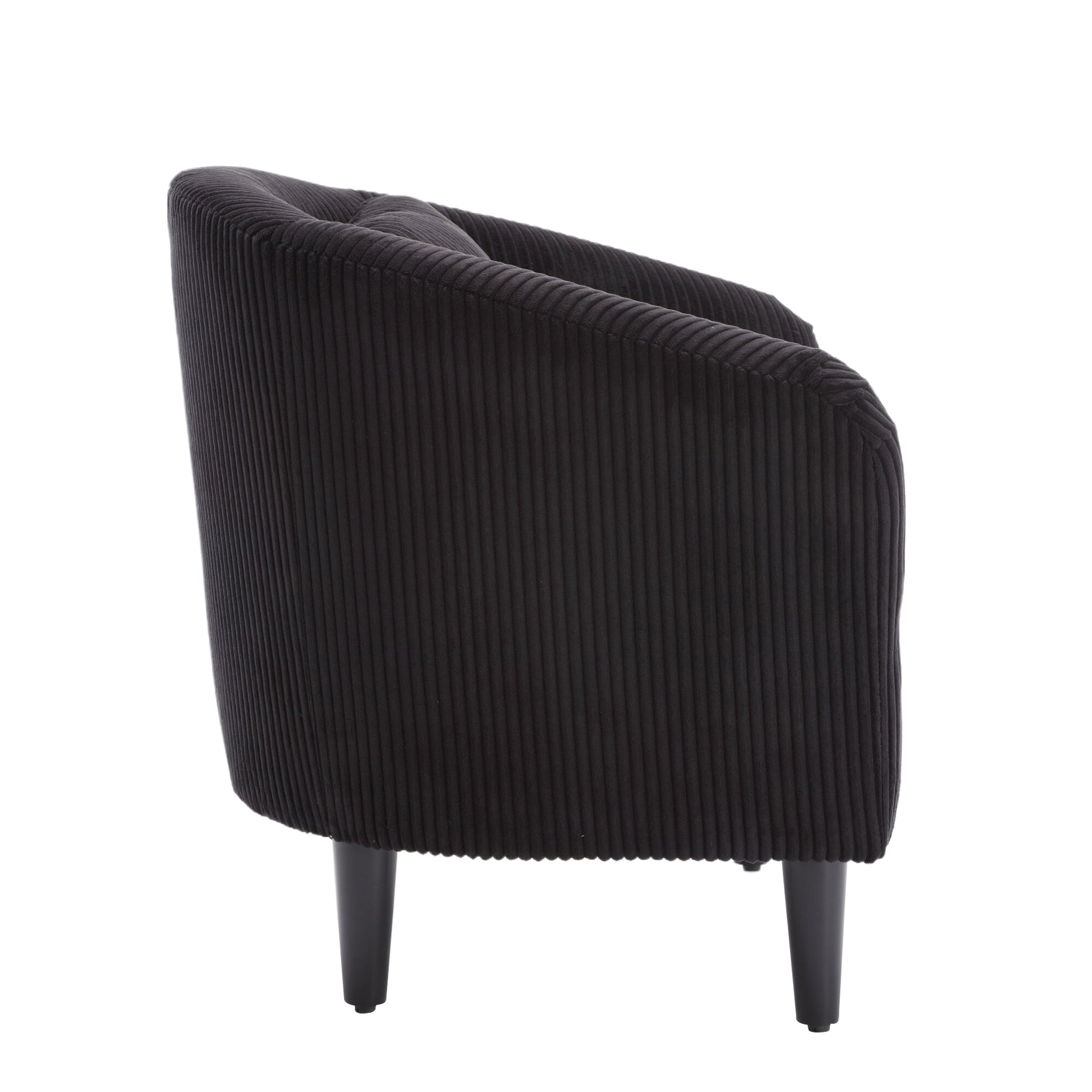 Coolmore Living Room Accent Barrel Chair, Century Modern Style Decorative Chair, Armchair For Living Room With Thick Cushions And Pillows, Comfy Single Sofa Chair, Chair With Wooden Legs,Black Black Corduroy