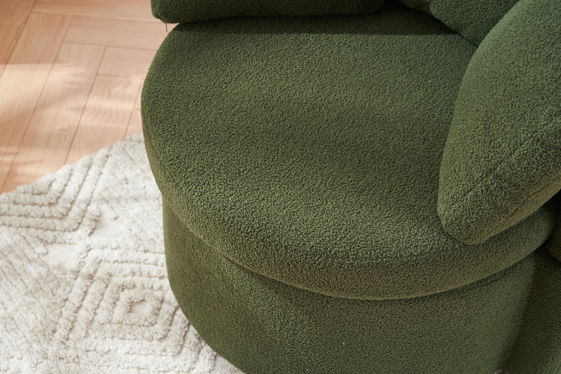 029 Teddy Fabric Swivel And Storage Chair With Back Cushion For Living Room,Green Green Primary Living Space Modern Foam Teddy