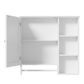 Wall Mounted Bathroom Storage Cabinet, Medicine Cabinets With Large Mirror Door, Adjustable Shelves And Three Open Storage Levels Not Include Bathroom Vanity White 1 5 Mirror Included Bathroom Wall Mounted Mdf Glass Painted