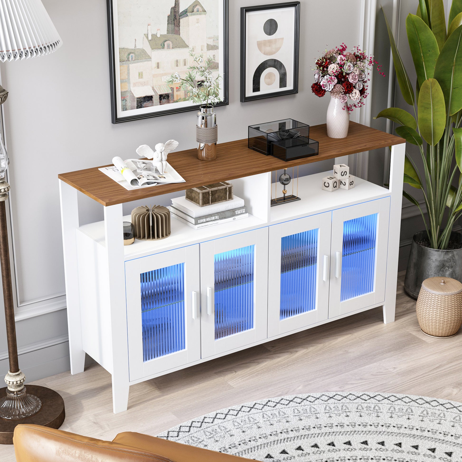 Drawerdresser Cabinet,Barcabinet,Buffetsideboard,Storagecabinet,Buffet Server Console Tablestorge,Changhong Glass Door,Toughened Glass Shelf,Fordining Room,Living Room,Kitchenhallway,Color:White Brown 5 Or More Spaces Brown Antique White Primary Living