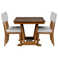 Rustic 5 Piece Dining Table Set With 4 Upholstered Chairs, 59 Inch Rectangular Dining Table With Trestle Table Base, Walnut Wood Dining Room Solid Wood Rubberwood Rectangular Dining Table With Chair