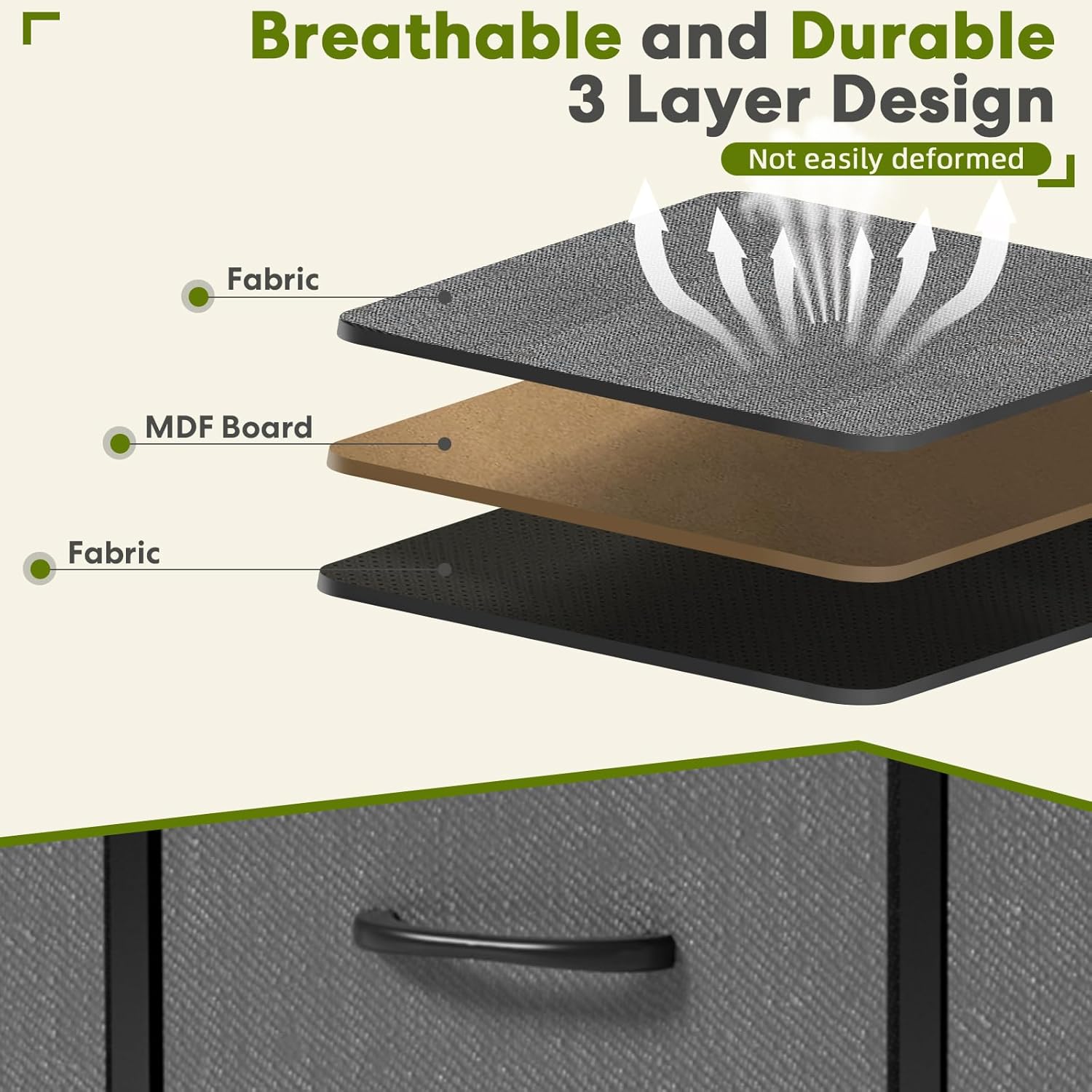 Simple Deluxe 5 Drawers Dresser For Bedroom, Kidsroom Furniture, Wide Chest Of Drawers, Storage Organizer Units With Fabric Bins For Closet, Metal Frame, Waterproof Wood Top, Adjustable Feet, Gray