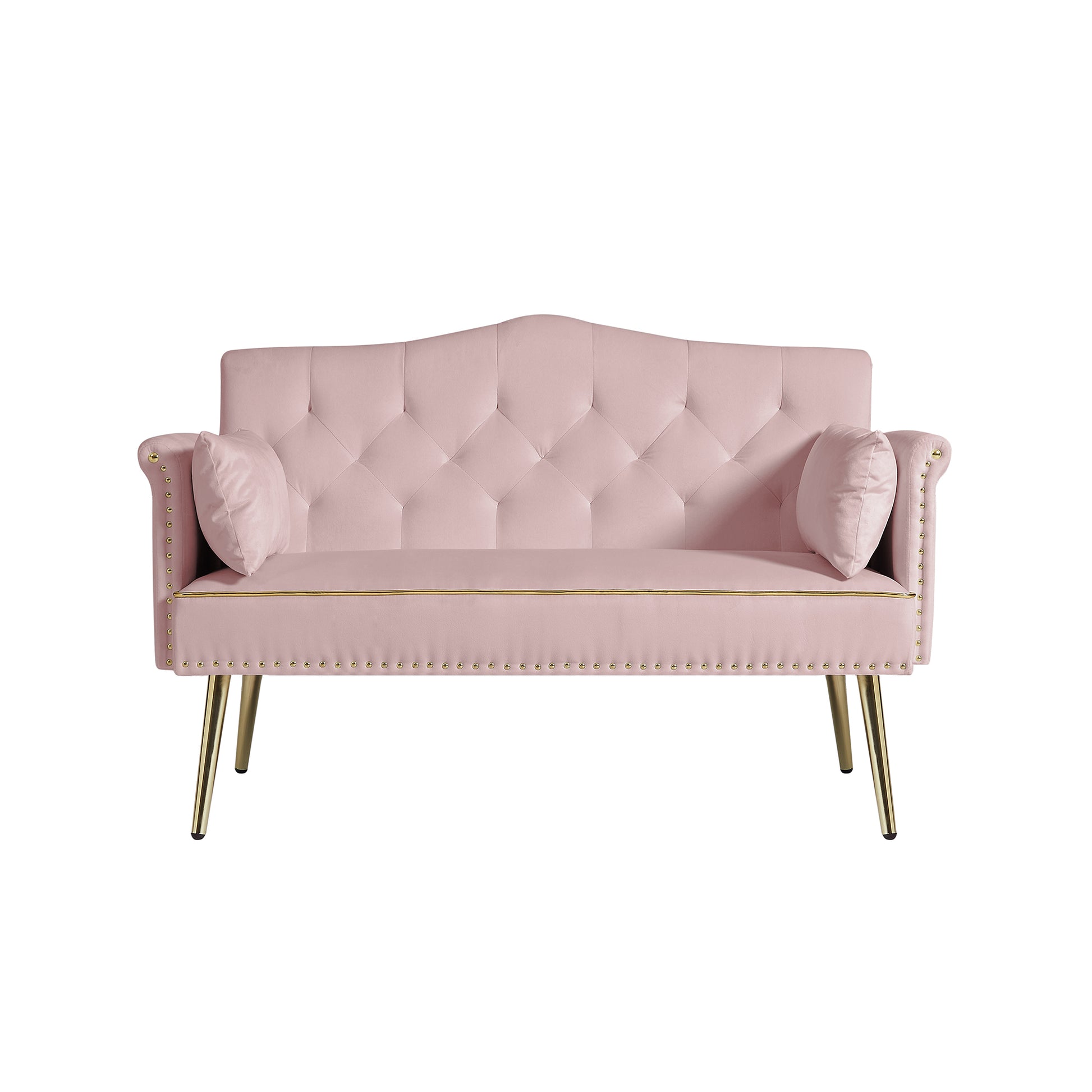 Pink 2 Seater Sofa Pink Wood Tufted Back Velvet 2 Seat