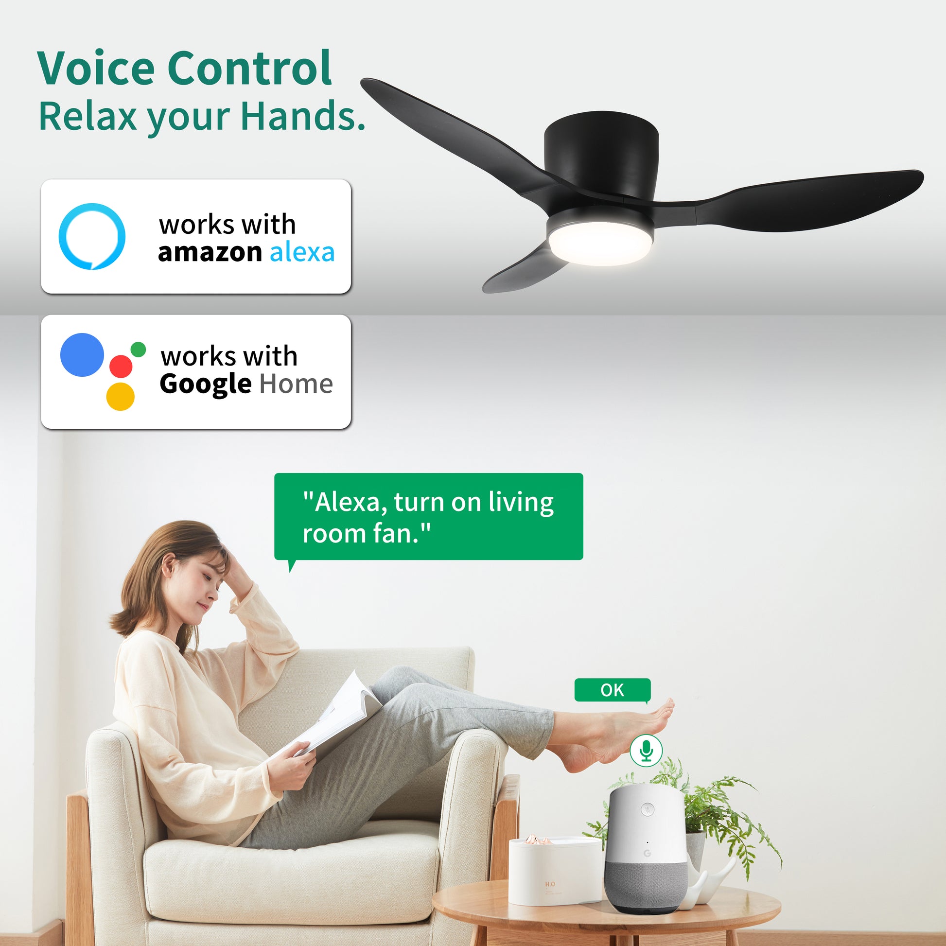 Ceiling Fans Control Fan With Google Home Google Smart Fan Smart