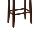 Wooden Bar Stool With Faux Leather Upholstery, Cream And Brown Cream Solid Wood