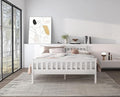 Queen Bed Frames With Headboard, Solid Wooden Platform Bed With Corner, Modern Low Profile Bed Frame, No Box Spring Needed, White Queen White Wood