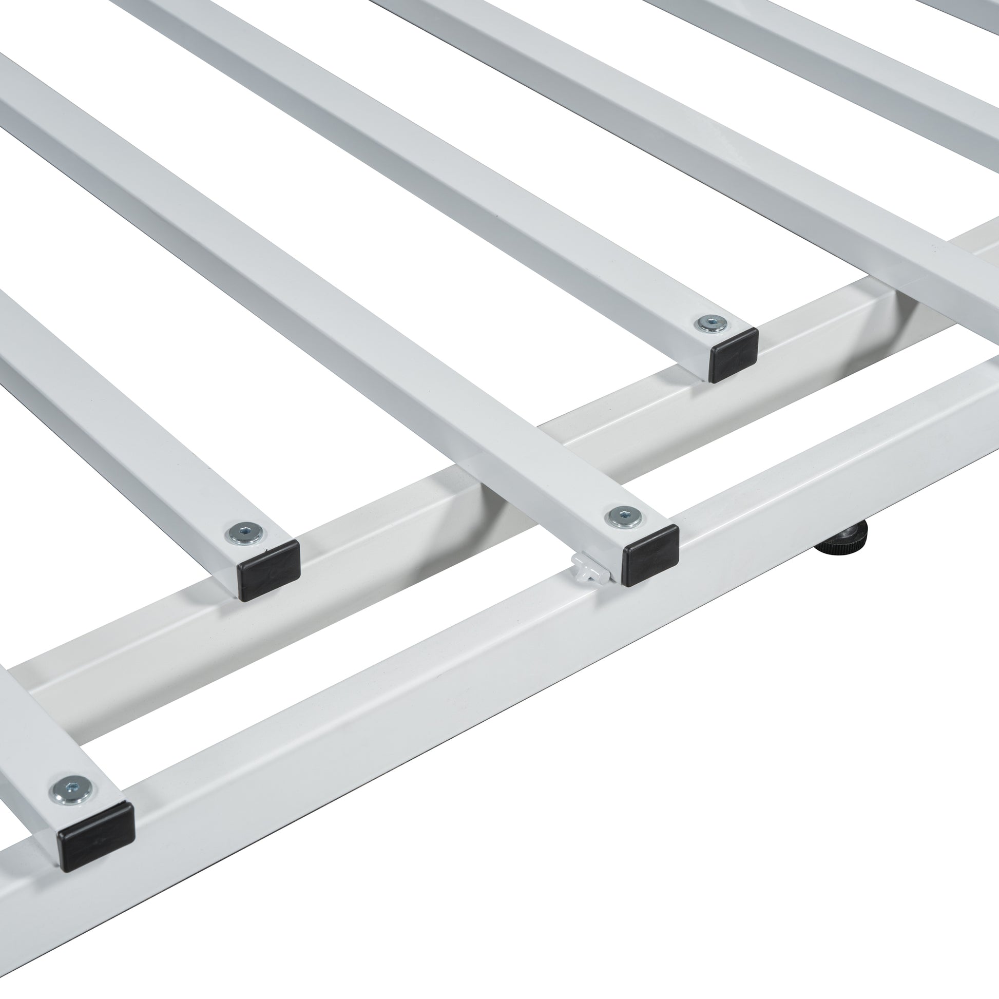 Metal Twin Size House Platform Bed With Trundle, White Box Spring Not Required Twin White Metal Bed Frame Metal