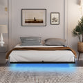 Floating Bed Frame Queen Size With Led Lights Charging Station, Metal Platform Queen Bed, 79.9'' L X 60.2'' W X 7.9'' H. Queen Black Iron