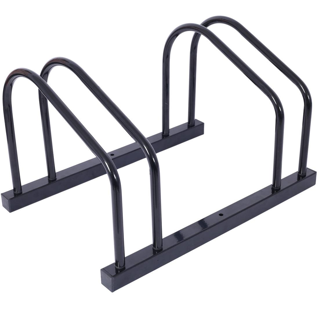 2 Bikes Floor Bike Stand, Bike Parking Rack Garage Bike Storage Stand Indoor Outdoor 22 28" Wheel Stand, Max. Tire Width 2.15",Black Painted Black Steel