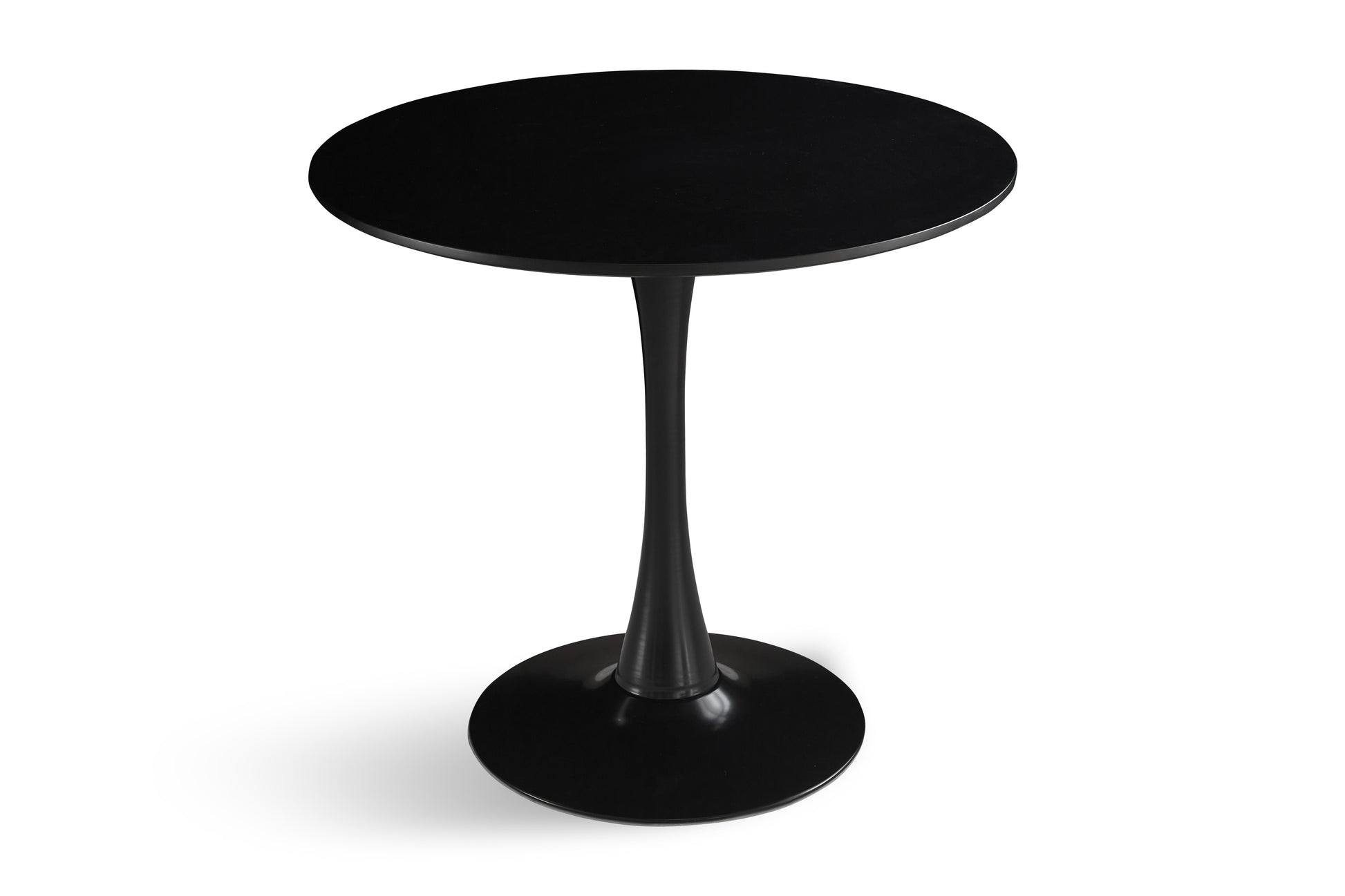 Round Dining Table Small Black Kitchen Table 31.5" In Tulip Design Modern Pedestal Table For Small Space Dining Room 2 To 4 Person Black Fiberboard