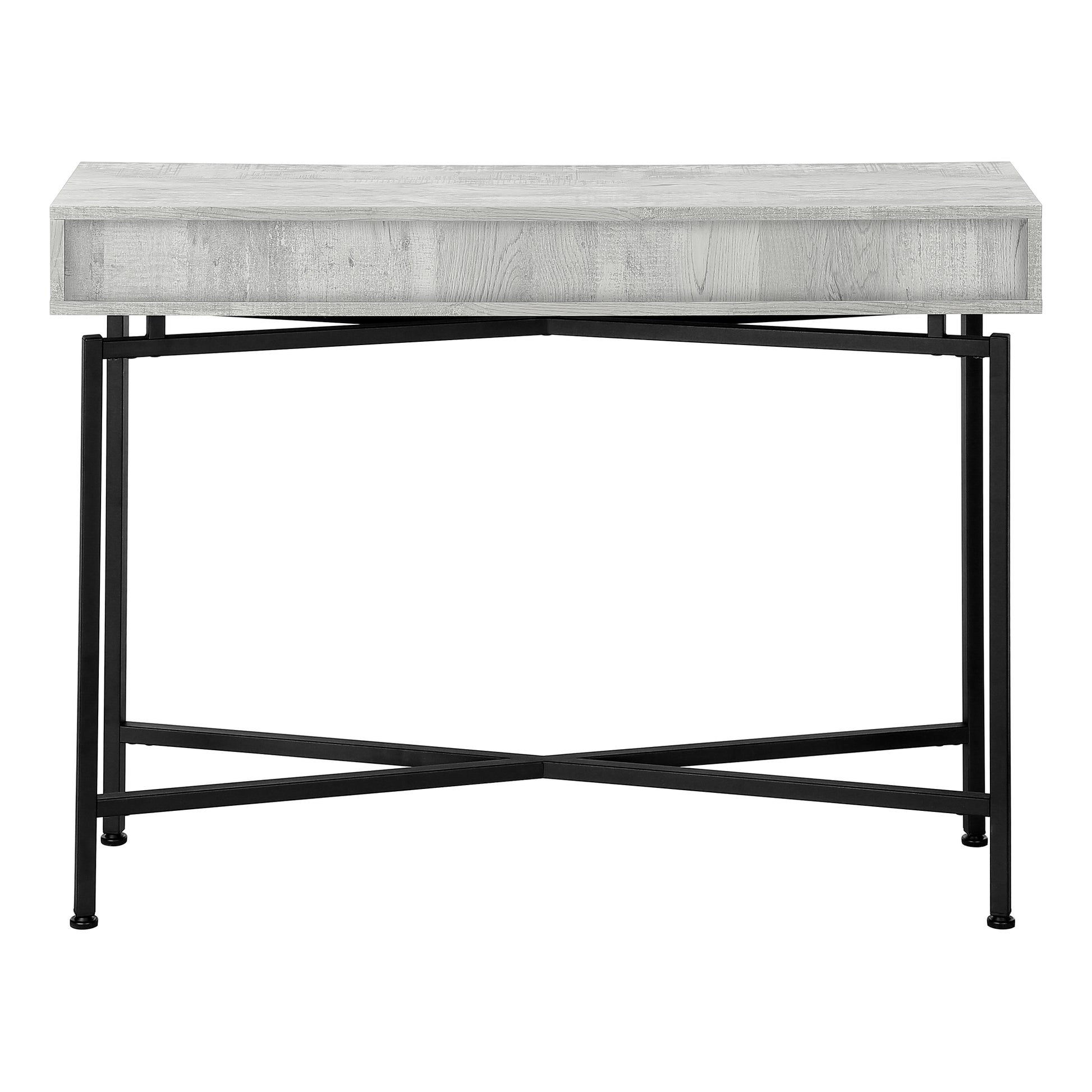 Accent Table, Console, Entryway, Narrow, Sofa, Storage Drawer, Living Room, Bedroom, Grey Laminate, Black Metal, Contemporary, Modern Grey Particle Board