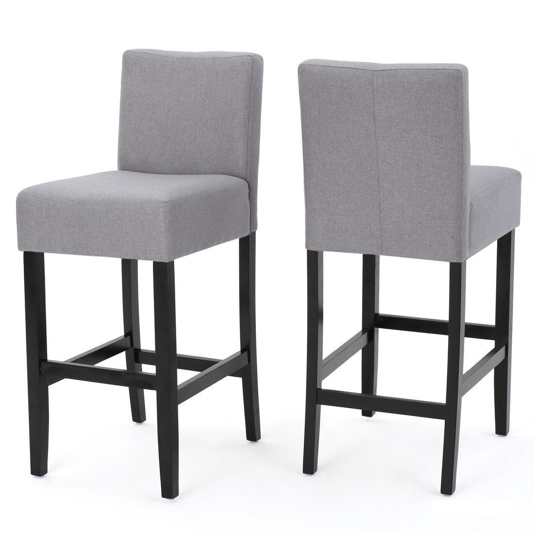 30 Inch Fabric Barstool With Solid Wood Frame Set Of 2 Light Grey Set Of 2 Fabric