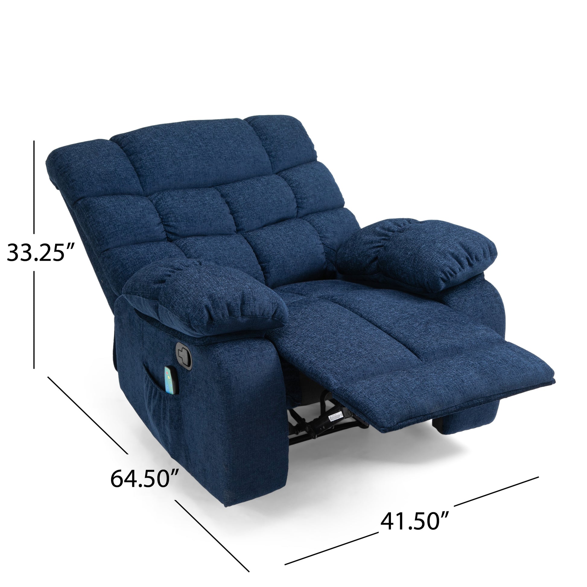 Massage Recliner Navy Blue Fabric