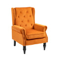 Coolmore Wood Frame Armchair, Modern Accent Chair Lounge Chair With Sturdy Wood Legs For Living Room Bedroom Orange Orange Foam Velvet