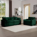 Mid Century Modern Sectional Set Of Two, One 3 Seater Sectional And One Single Seater Sectional With 2 Arm Pillows And 4 Throw Pillows, Living Room Sectional Green Corduroy Fabric Green Corduroy 3 Seat
