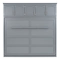 Full Size Murphy Bed Wall Bed With Top Cabinets,Gray Full Gray Plywood