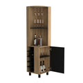 Corner Bar Cabinet Cleveland, Living Room, Natural Oak Black Standard 1 2 Shelves Multicolor Primary Living Space Corner Unit Contemporary,Modern Engineered Wood