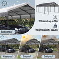 Video Offermetal Carport 12 20 Ft Heavy Duty With Galvanized Steel Roof, Metal Garage Canopy With Galvanized Steel Roof & Frame, Car Tent Outdoor Storage Shed For Car, Boats And Truck, Gray Dark Gray Metal